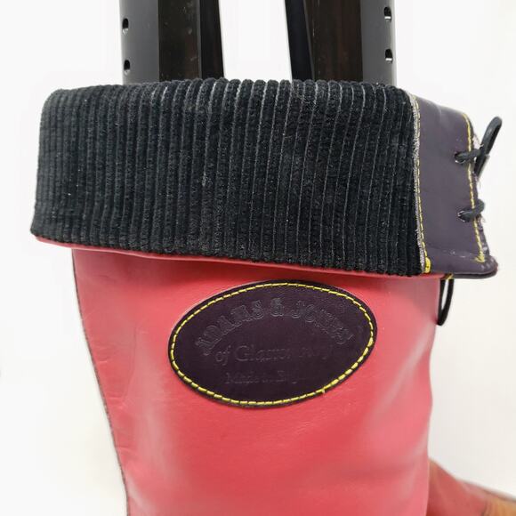 Vintage Leather Foldover Boots Pink Brown Tropical Beach  OOAK England Sz UK 6 - Picture 16 of 16